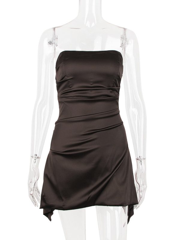 Satin Draped Tube Mini Dress Satin Draped Tube Mini Dress