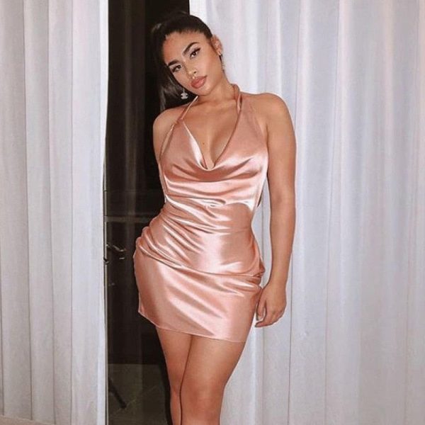 Satin Halter Mini Dress