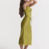 Satin Lace Trim Corset Midi Dress