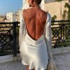 Satin Long Sleeve Backless Mini Dress Satin Long Sleeve Backless Mini Dress