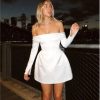 Satin Off-shoulder Long Sleeve Mini Dress Satin Off-shoulder Long Sleeve Mini Dress