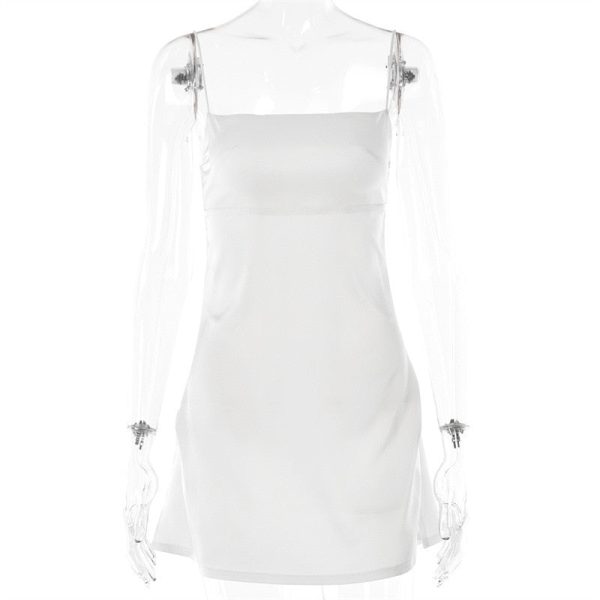 Satin Square Neck Strappy Mini Dress Satin Square Neck Strappy Mini Dress