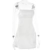 Satin Square Neck Strappy Mini Dress Satin Square Neck Strappy Mini Dress