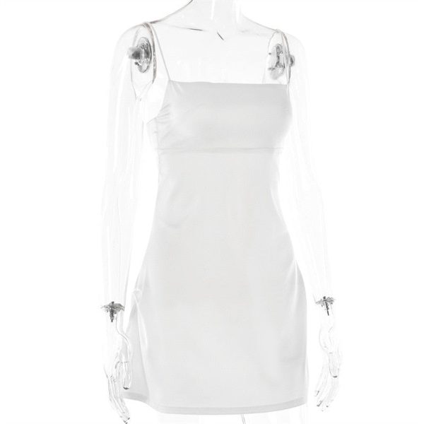 Satin Square Neck Strappy Mini Dress Satin Square Neck Strappy Mini Dress