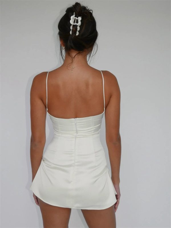 Satin Square Neck Strappy Mini Dress Satin Square Neck Strappy Mini Dress
