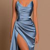 Satin Sweetheart High Side Slit Maxi Dress