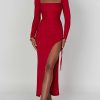 Scoop Neck Ruched Side Slit Long Sleeve Maxi Dress Scoop Neck Ruched Side Slit Long Sleeve Maxi Dress