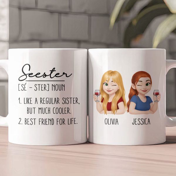 Seester Gift For Sister Definition Cute Cartoon - Personalized Mug Seester Gift For Sister Definition Cute Cartoon - Personalized Mug
