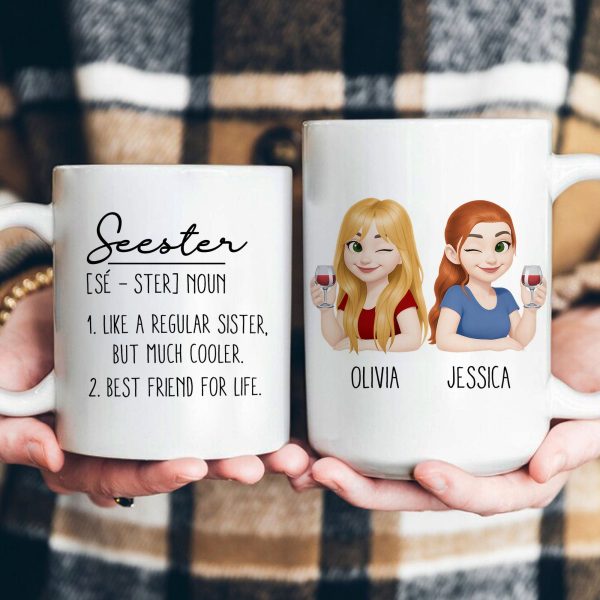 Seester Gift For Sister Definition Cute Cartoon - Personalized Mug Seester Gift For Sister Definition Cute Cartoon - Personalized Mug