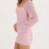 Sequin Open Back Puff Long Sleeve Mini Dress Sequin Open Back Puff Long Sleeve Mini Dress