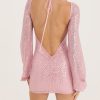 Sequin Open Back Puff Long Sleeve Mini Dress Sequin Open Back Puff Long Sleeve Mini Dress