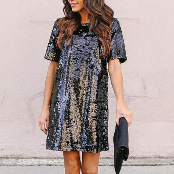 Sequin Short Sleeves Loose Dresses Sequin Short Sleeves Loose Dresses