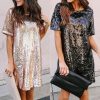 Sequin Short Sleeves Loose Dresses Sequin Short Sleeves Loose Dresses