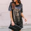 Sequin Short Sleeves Loose Dresses Sequin Short Sleeves Loose Dresses