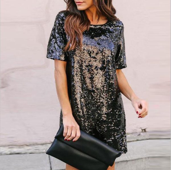 Sequin Short Sleeves Loose Dresses Sequin Short Sleeves Loose Dresses