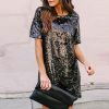 Sequin Short Sleeves Loose Dresses Sequin Short Sleeves Loose Dresses