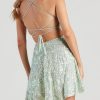 Sequin Sleeveless Lace-up Back Flare Mini Dress Sequin Sleeveless Lace-up Back Flare Mini Dress
