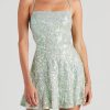 Sequin Sleeveless Lace-up Back Flare Mini Dress Sequin Sleeveless Lace-up Back Flare Mini Dress