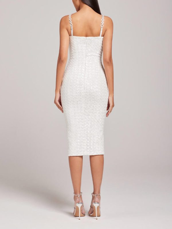 Sequin Diamante Strap Sweetheart Neck Bodycon Midi Dress Sequin Diamante Strap Sweetheart Neck Bodycon Midi Dress