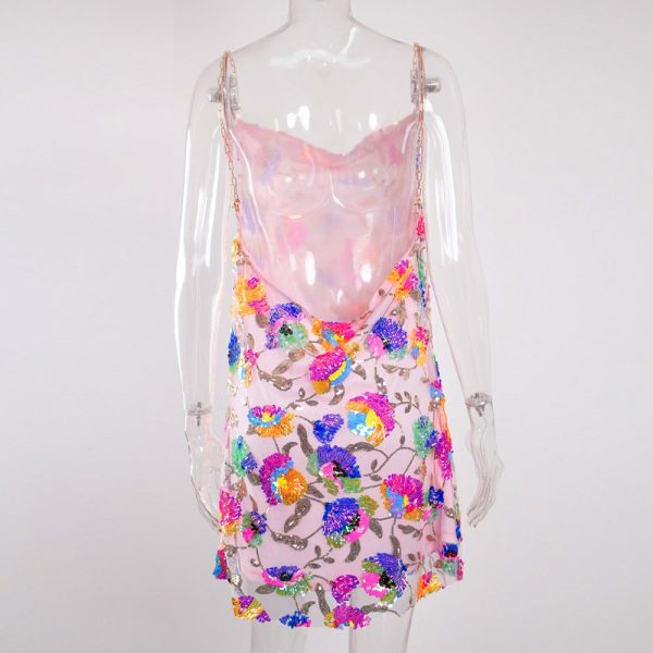 Sequined Chain Strap Mini Dress Sequined Chain Strap Mini Dress