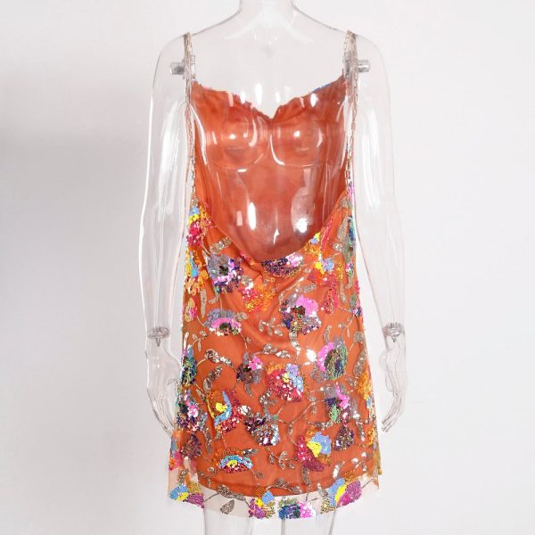 Sequined Chain Strap Mini Dress Sequined Chain Strap Mini Dress