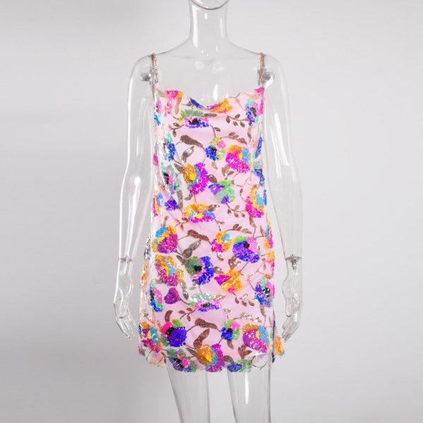 Sequined Chain Strap Mini Dress Sequined Chain Strap Mini Dress