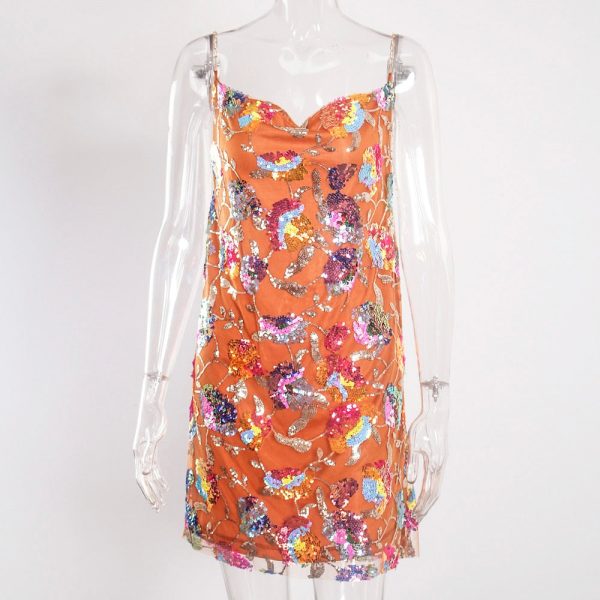 Sequined Chain Strap Mini Dress Sequined Chain Strap Mini Dress