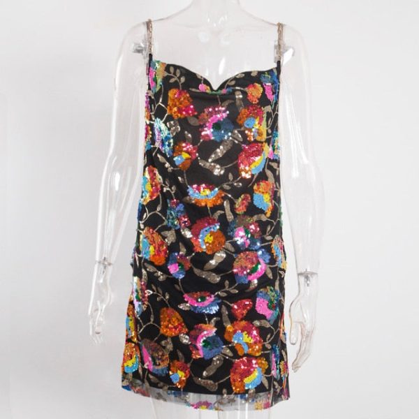 Sequined Chain Strap Mini Dress Sequined Chain Strap Mini Dress