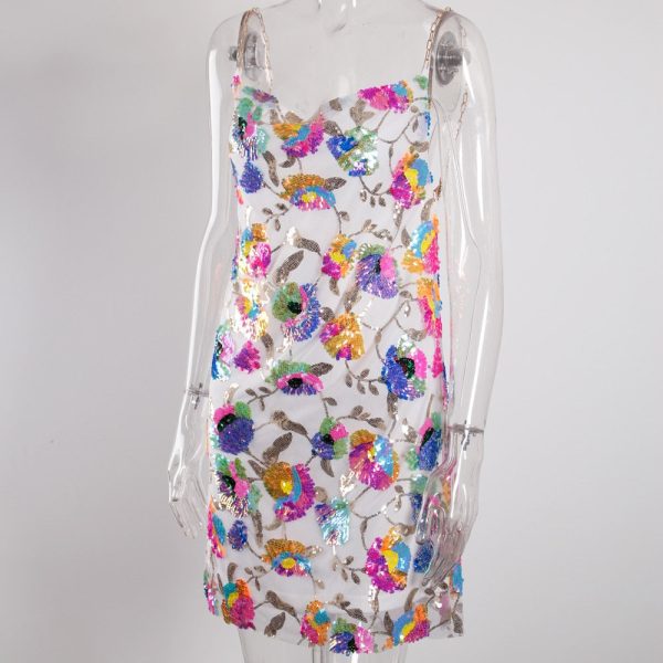 Sequined Chain Strap Mini Dress Sequined Chain Strap Mini Dress