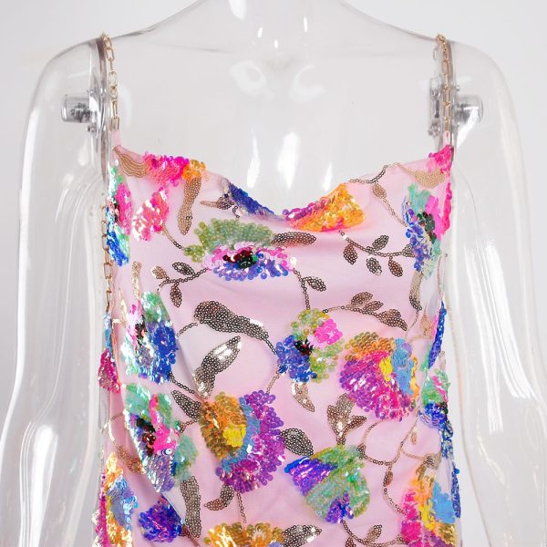 Sequined Chain Strap Mini Dress Sequined Chain Strap Mini Dress