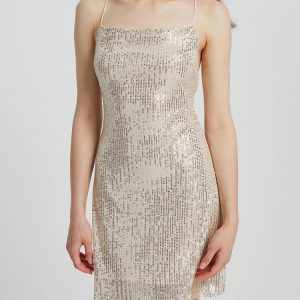 Sequin Lace-up Back Bodycon Mini Dress