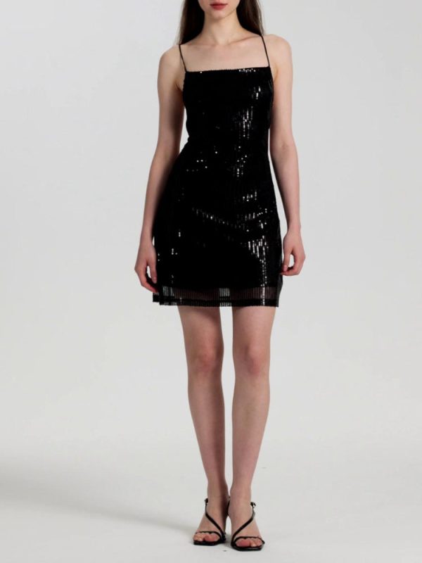 Sequin Lace-up Back Bodycon Mini Dress Sequin Lace-up Back Bodycon Mini Dress