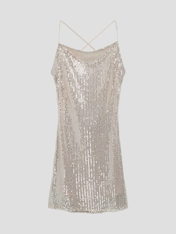Sequin Lace-up Back Bodycon Mini Dress Sequin Lace-up Back Bodycon Mini Dress