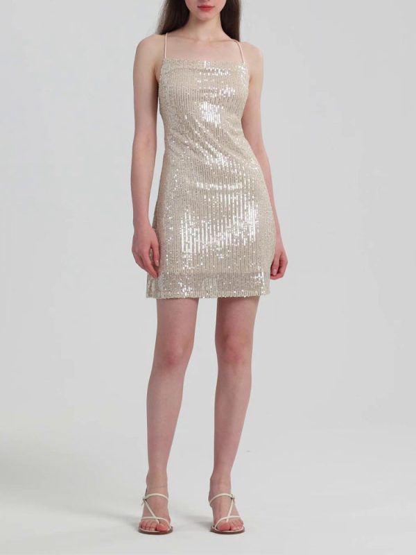 Sequin Lace-up Back Bodycon Mini Dress Sequin Lace-up Back Bodycon Mini Dress