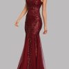 Sequin Tulle V-Neck Mermaid Floor Length Prom Dresses Sequin Tulle V-Neck Mermaid Floor Length Prom Dresses
