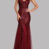 Sequin Tulle V-Neck Mermaid Floor Length Prom Dresses Sequin Tulle V-Neck Mermaid Floor Length Prom Dresses