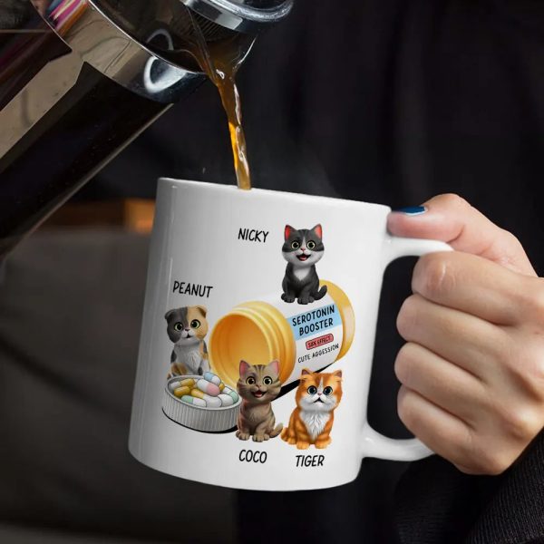 Serotonin Booster Cat Lovers - Personalized Mug Serotonin Booster Cat Lovers - Personalized Mug