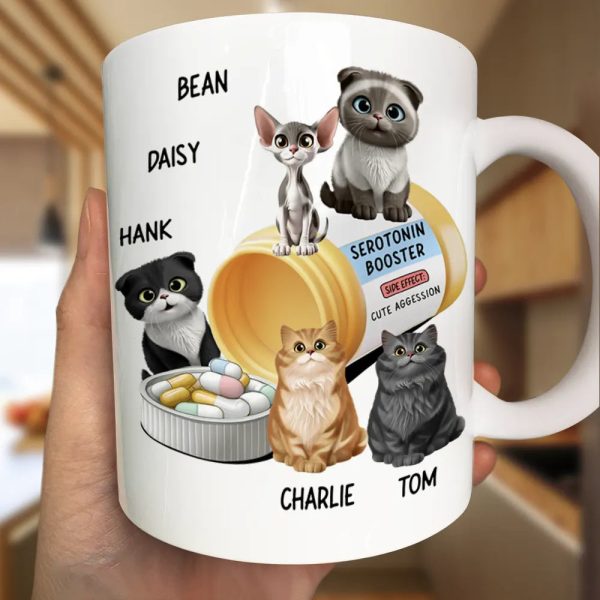 Serotonin Booster Cat Lovers - Personalized Mug Serotonin Booster Cat Lovers - Personalized Mug