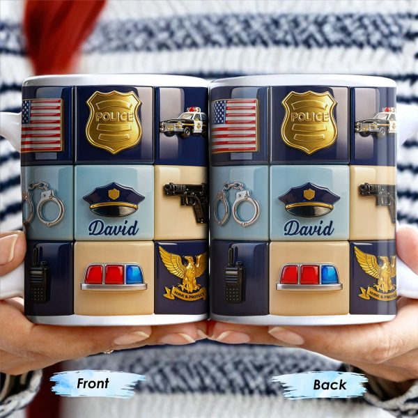 Serve & Protect, American Flag And Police Badge Design - Personalized Custom Coffee Mug - OFC024_MG Serve & Protect, American Flag And Police Badge Design - Personalized Custom Coffee Mug - OFC024_MG