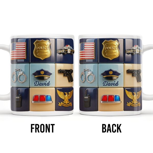 Serve & Protect, American Flag And Police Badge Design - Personalized Custom Coffee Mug - OFC024_MG Serve & Protect, American Flag And Police Badge Design - Personalized Custom Coffee Mug - OFC024_MG
