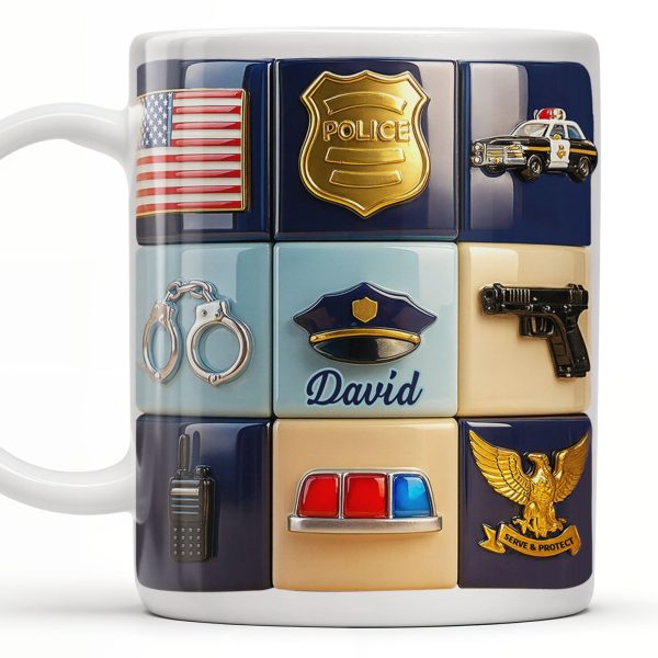 Serve & Protect, American Flag And Police Badge Design - Personalized Custom Coffee Mug - OFC024_MG Serve & Protect, American Flag And Police Badge Design - Personalized Custom Coffee Mug - OFC024_MG