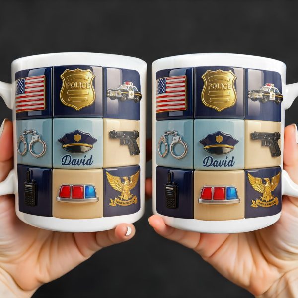 Serve & Protect, American Flag And Police Badge Design - Personalized Custom Coffee Mug - OFC024_MG Serve & Protect, American Flag And Police Badge Design - Personalized Custom Coffee Mug - OFC024_MG