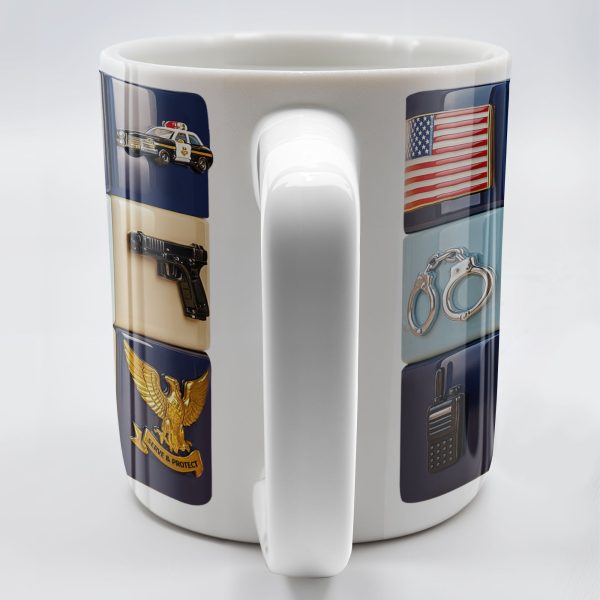Serve & Protect, American Flag And Police Badge Design - Personalized Custom Coffee Mug - OFC024_MG Serve & Protect, American Flag And Police Badge Design - Personalized Custom Coffee Mug - OFC024_MG