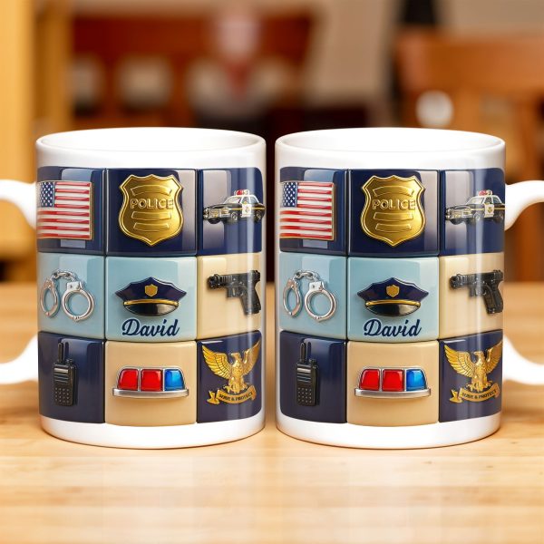Serve & Protect, American Flag And Police Badge Design - Personalized Custom Coffee Mug - OFC024_MG Serve & Protect, American Flag And Police Badge Design - Personalized Custom Coffee Mug - OFC024_MG