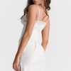 Sexy Club Lace Up Belt V Neck Lace Satin Slip Mini Dress - White Sexy Club Lace Up Belt V Neck Lace Satin Slip Mini Dress - White