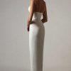 Sexy Deep V High Slit Sleeveless Bandage Cocktail Party Maxi Dress - White Sexy Deep V High Slit Sleeveless Bandage Cocktail Party Maxi Dress - White
