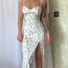 Sexy Eyelash Sweetheart Spaghetti Strap High Split Summer Floral Midi Sundress - Green Sexy Eyelash Sweetheart Spaghetti Strap High Split Summer Floral Midi Sundress - Green