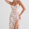 Sexy Eyelash Sweetheart Spaghetti Strap High Split Summer Floral Midi Sundress - Red Sexy Eyelash Sweetheart Spaghetti Strap High Split Summer Floral Midi Sundress - Red