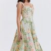 Sexy Floral Printed Lace Up Back High Split Corset Mini Sundress - Green Sexy Floral Printed Lace Up Back High Split Corset Mini Sundress - Green