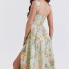 Sexy Floral Printed Lace Up Back High Split Corset Mini Sundress - Green Sexy Floral Printed Lace Up Back High Split Corset Mini Sundress - Green